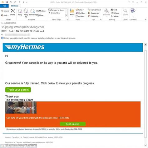 phishing email hermes.